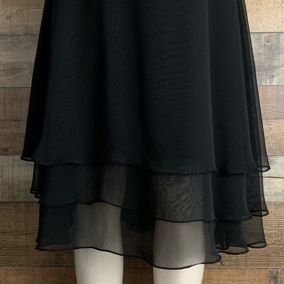 WTOO by Watters & Watters Solid Black Layered Chiffon Sleeveless Dress Size 10 - Picture 3 of 10
